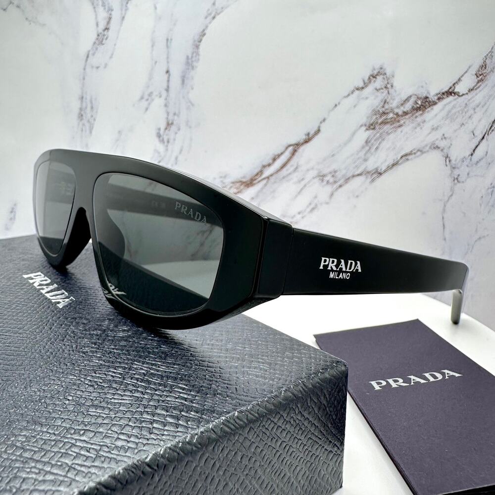 New PRADA Sunglasses Black Gray Lens 57-13-140 Authentic Prada - Picture 1 of 16